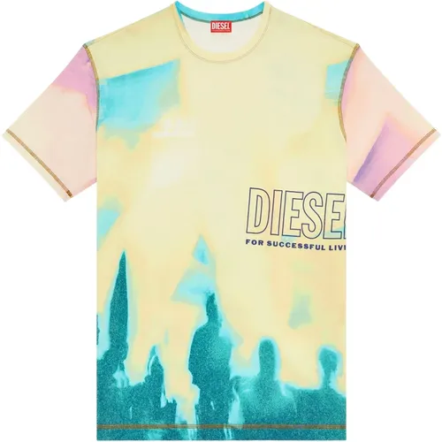 T-Shirt mit verwaschenem Pastell-Print , Herren, Größe: XS - Diesel - Modalova