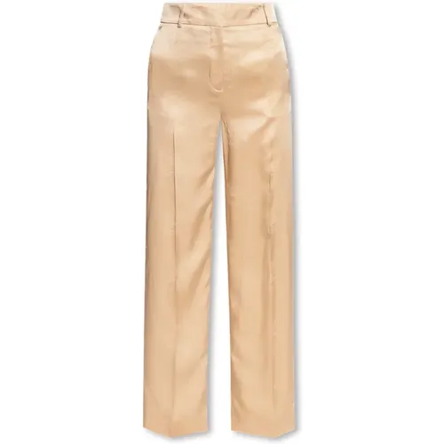 Silk Jacquard Pleat-Front Trousers , female, Sizes: XS - Burberry - Modalova