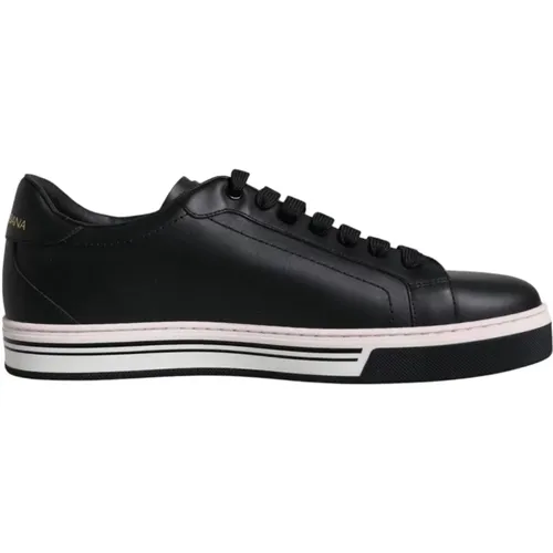 Schwarze Weiße Leder-Sneaker mit Schnürung , Herren, Größe: 42 EU - Dolce & Gabbana - Modalova