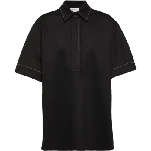 Schwarzes Jersey Polo Shirt , Damen, Größe: 2XS - Victoria Beckham - Modalova