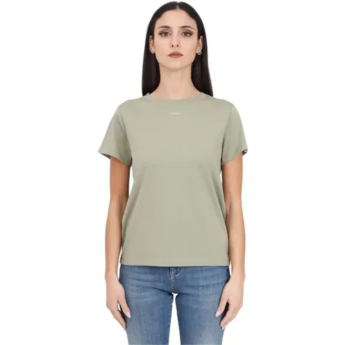 Grünes T-Shirt mit kurzen Ärmeln und Slim Fit , Damen, Größe: L - pinko - Modalova