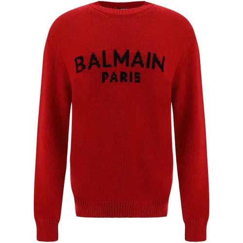 Wool Sweater with Logo Detail , male, Sizes: L - Balmain - Modalova