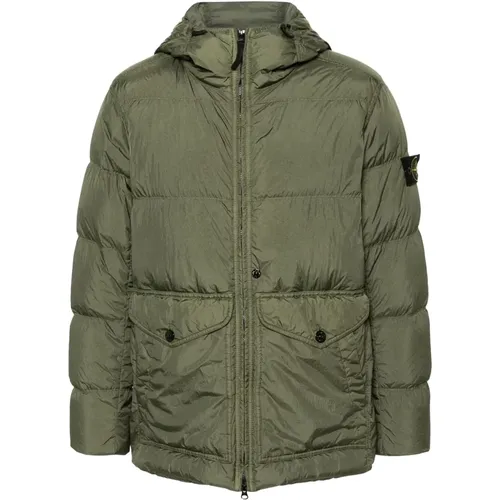 Recycelte Nylon Daunenjacke - Stone Island - Modalova