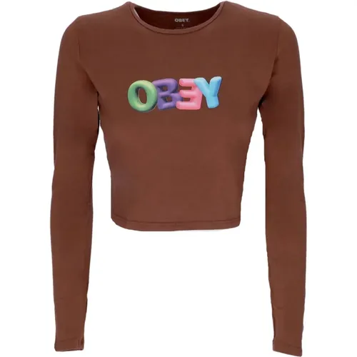 Bubble Cropped Langarmshirt , Damen, Größe: XS - Obey - Modalova