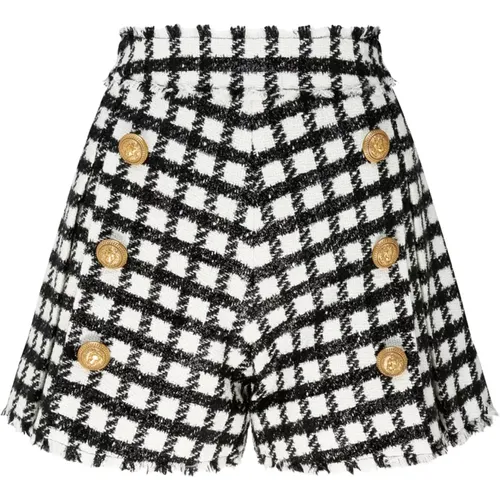 And White Tweed Shorts , female, Sizes: XS - Balmain - Modalova