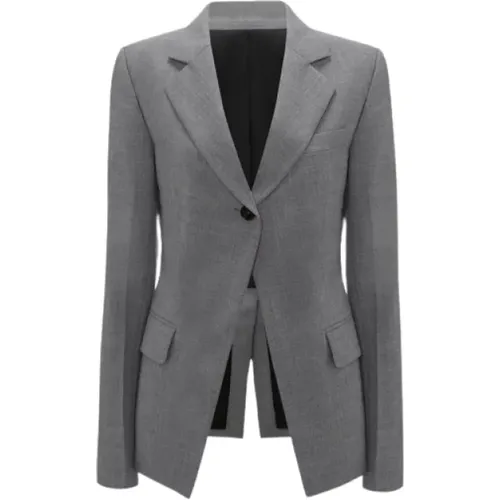 Grey Melange Single Breasted Jacket , female, Sizes: 2XS - Victoria Beckham - Modalova