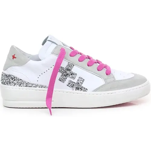 Leather Sneakers with Silver Glitter , female, Sizes: 6 UK, 3 UK, 7 UK - Gio+ - Modalova