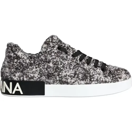 Wool Low-top Sneakers White , male, Sizes: 9 UK - Dolce & Gabbana - Modalova