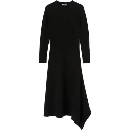 Schwarzes Wollkleid mit asymmetrischem Design - Jil Sander - Modalova