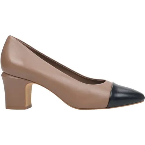 Damen Braune Leder Blockabsatz Pumps Er00113739 , Damen, Größe: 39 EU - Estro - Modalova