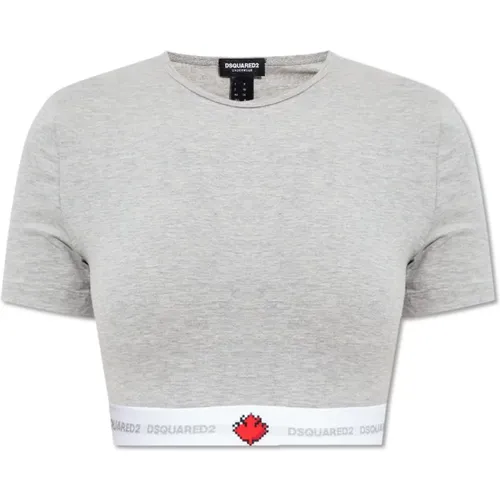 Crop T-Shirt mit Logo , Damen, Größe: XL - Dsquared2 - Modalova