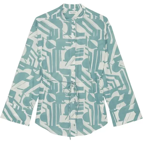 Bluse mit Grafischem Druck Multi/Soft Teal , Damen, Größe: M - Marc O'Polo - Modalova