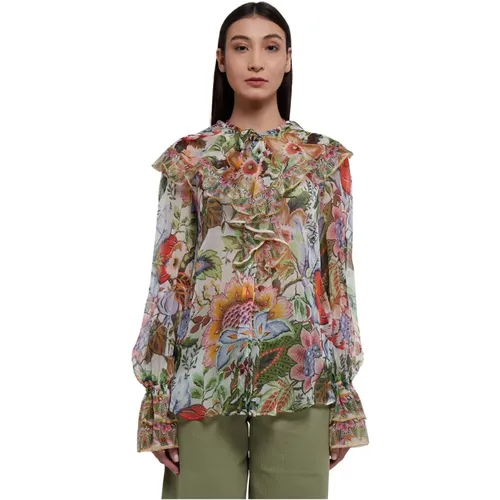 Silk Shirt with Maxi Ruffles , female, Sizes: S, XS - ETRO - Modalova
