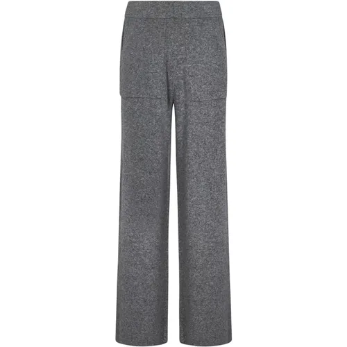 Melange Grey Wool Cashmere Straight-Leg Trousers , female, Sizes: XS - Malo - Modalova