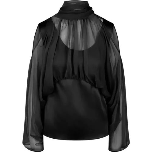 Satin und Organza Top - alberta ferretti - Modalova