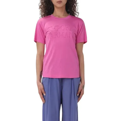 Fuchsia T-shirts and Polos , female, Sizes: XL, M, XS, S, L - Emporio Armani - Modalova