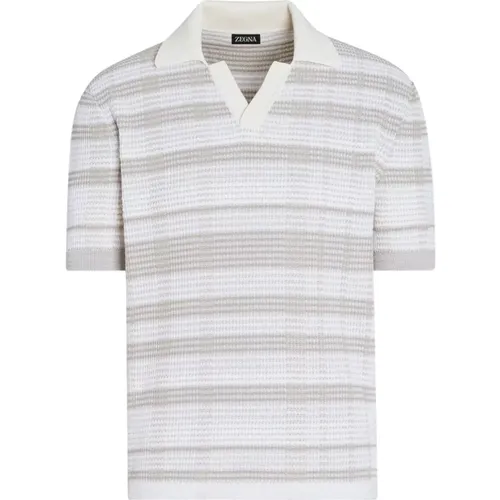 Cotton Silk Blend Polo Shirt , male, Sizes: M - Ermenegildo Zegna - Modalova