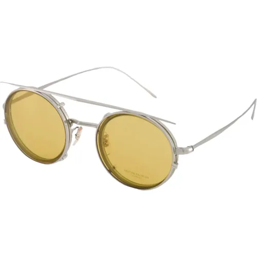 Brushed Chrome Clip-On Sunglasses , unisex, Sizes: ONE SIZE - Oliver Peoples - Modalova