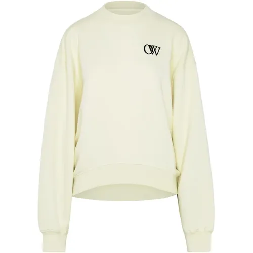 Oversized Cream Cotton Sweatshirt , female, Sizes: M, S, XS - Off White - Modalova