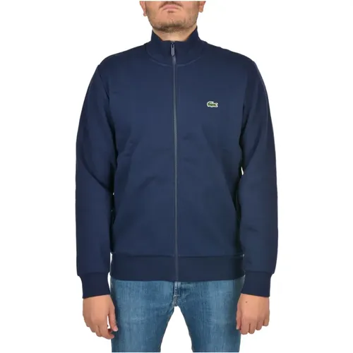 Blauer Crocodile Logo Zip Pullover , Herren, Größe: 2XL - Lacoste - Modalova