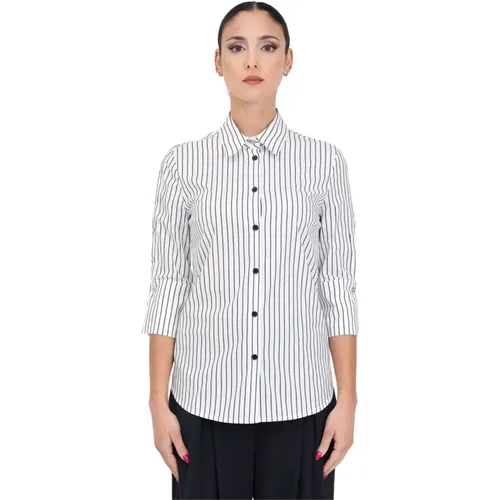 Striped Button-Up Shirt , female, Sizes: M, XL, L, XS, S, 2XS - pinko - Modalova