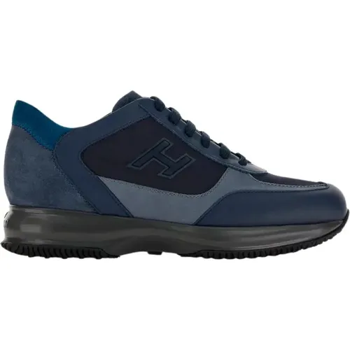 Blaue Ledersneakers mit Erhöhtem Logo , Herren, Größe: 42 EU - Hogan - Modalova