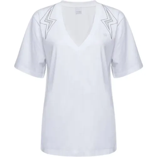Weiße T-Shirt , Damen, Größe: S - pinko - Modalova