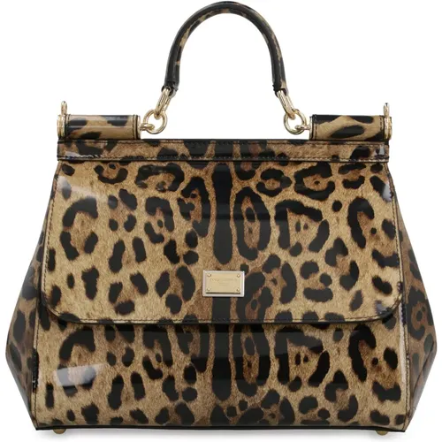 Leopardenmuster Lederhandtasche - Dolce & Gabbana - Modalova