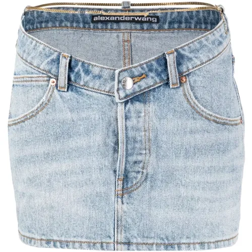 Jeans Minirock mit Ketten-Detail , Damen, Größe: W26 - alexander wang - Modalova