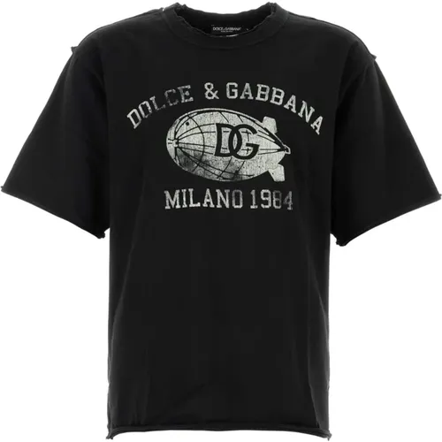 Klassisches Schwarzes Baumwoll-T-Shirt - Dolce & Gabbana - Modalova