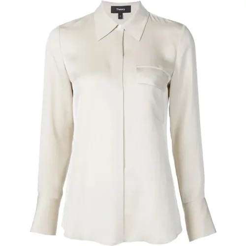 Silk Slim Fit Shirt Long Sleeve , female, Sizes: S, XS - Theory - Modalova