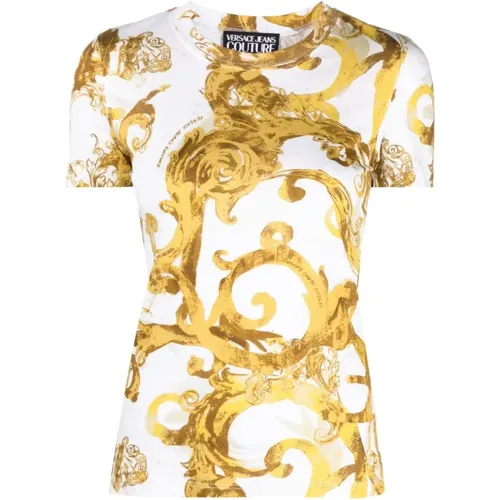 Womens Clothing T-Shirts Polos White Ss24 , female, Sizes: 2XS - Versace Jeans Couture - Modalova