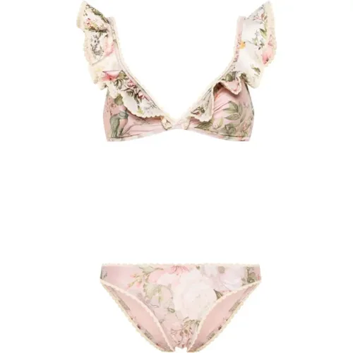 Blumendruck Häkelbesatz Bikini Set , Damen, Größe: M - Zimmermann - Modalova