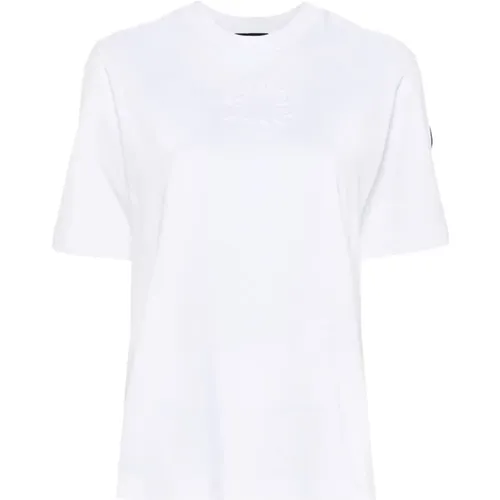 Logo Baumwoll T-shirt Weiß , Damen, Größe: S - Moncler - Modalova
