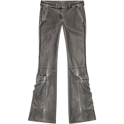 Schwarze Flared Cargo Jeans , Damen, Größe: XS - Diesel - Modalova