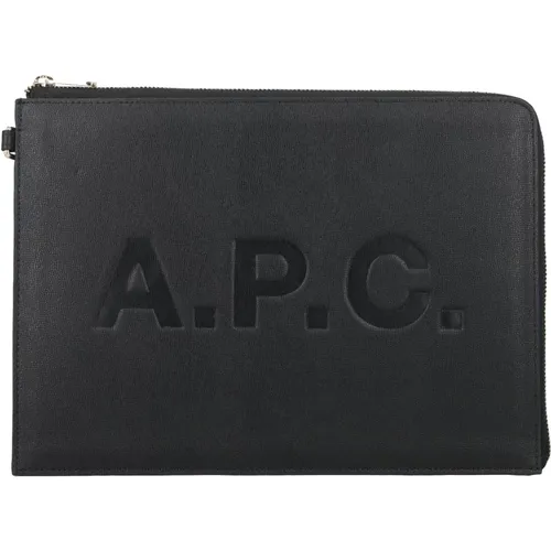 Schwarze Leder Tablet Tasche Handtasche - A.p.c. - Modalova