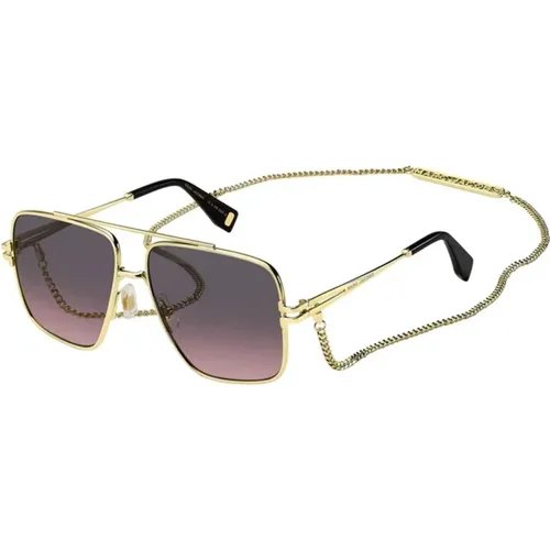 Gold Black Sungles with Brown Pink Shaded Lenses , unisex, Sizes: 59 MM - Marc Jacobs - Modalova
