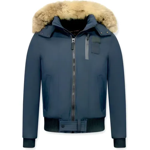 Winter Jackets Fur - Men Large Fur Collar - Pi-739B , male, Sizes: XL, M, S, L - Enos - Modalova