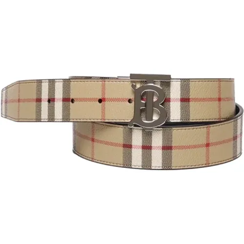 Check Pattern Belt with Monogram Buckle , male, Sizes: 100 CM - Burberry - Modalova