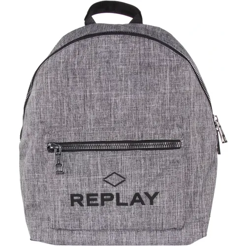 Stylish Grey Men's Backpack , male, Sizes: ONE SIZE - Replay - Modalova