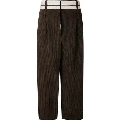 Corduroy Trousers with Contrasting Waistband , female, Sizes: XS, 2XS - Jejia - Modalova