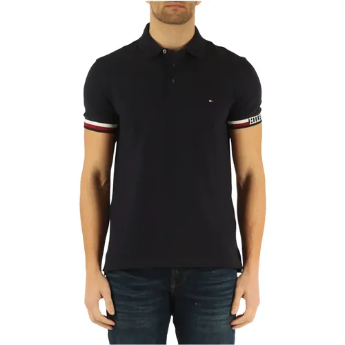 Slim Fit Cotton and Viscose Polo with Logo Embroidery , male, Sizes: M - Tommy Hilfiger - Modalova