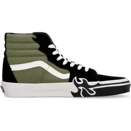 Flame High-Top Shoe with Iconic Stripes , male, Sizes: 11 UK, 6 UK, 12 UK, 10 UK, 8 1/2 UK, 7 UK, 9 UK, 8 UK - Vans - Modalova