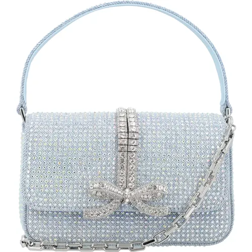 Light Rhinestone Denim Baguette Handbag , female, Sizes: ONE SIZE - Self Portrait - Modalova