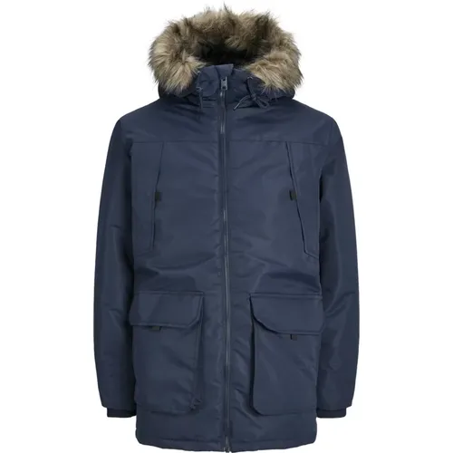 Winter Parka Jacke mit Kapuze , Herren, Größe: M - jack & jones - Modalova