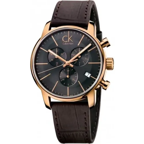Elegant Quartz Watch with Black Dial and Leather Strap , female, Sizes: ONE SIZE - Calvin Klein - Modalova