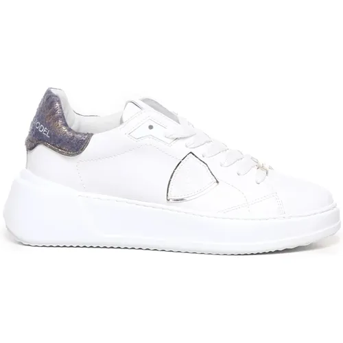 Calf Leather Sneakers with Metallic Heel , female, Sizes: 7 UK, 3 UK, 4 UK, 5 UK - Philippe Model - Modalova