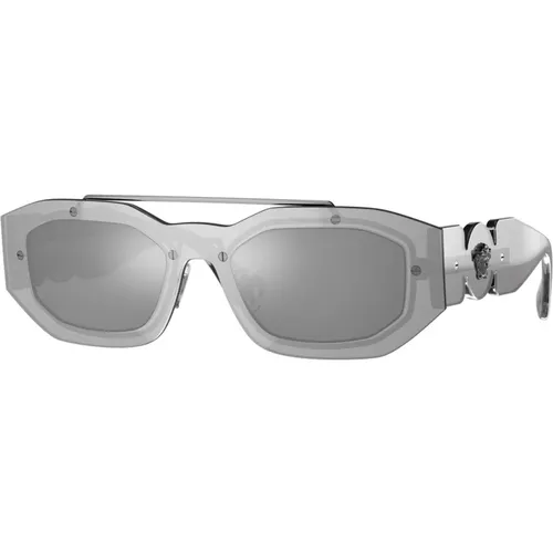 Transparent Ruthenium/Silver Sunglasses,Gold/ Sonnenbrille,Dunkelgraue Sonnenbrille,/Dark Violet Sunglasses - Versace - Modalova