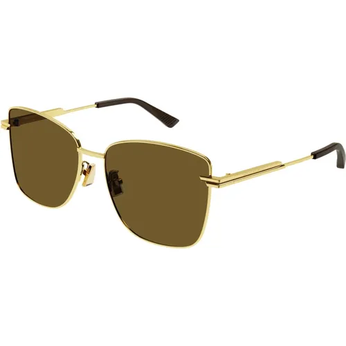 Gold/Braune Sonnenbrille Bv1237S , Damen, Größe: 57 MM - Bottega Veneta - Modalova