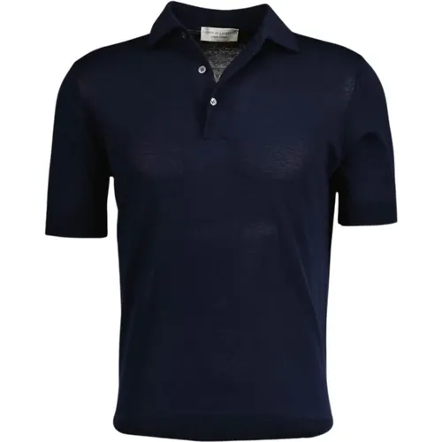 Stilvolles Crepe Polo Shirt - Marineblau , Herren, Größe: 3XL - Filippo De Laurentiis - Modalova